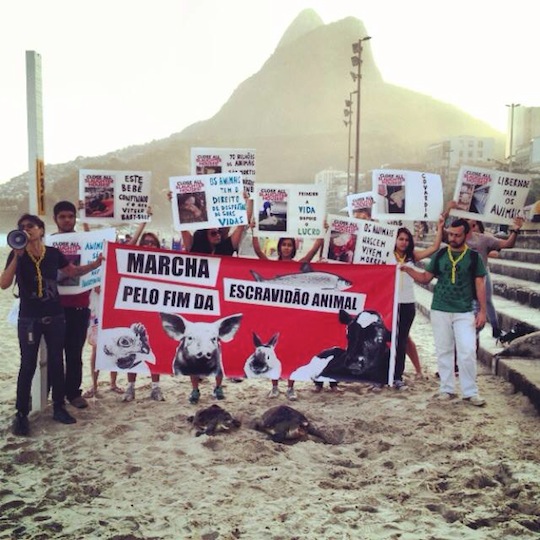 Marche pour la fermeture des abattoirs à Rio de Janeiro
