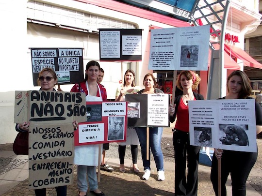 Marche pour la fermeture des abattoirs à Sao Paulo