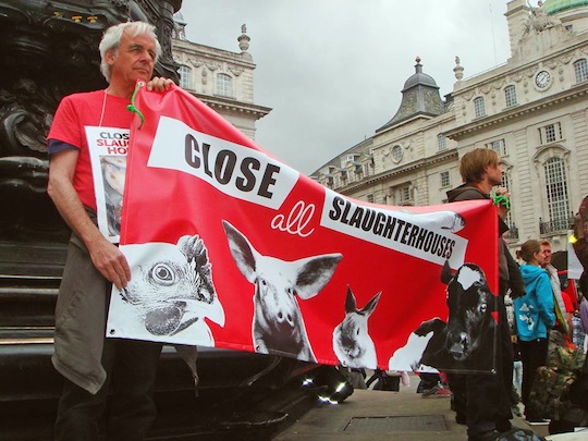 Marche pour la fermeture des abattoirs à Londres
